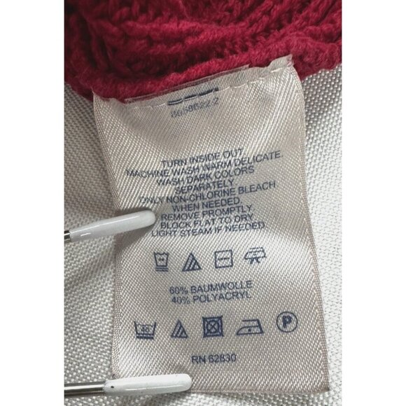 Lands’ End Chunky Red Ribbed Knit Sweater XL 18 Cozycore Classic Preppy Nautical - Picture 7 of 8